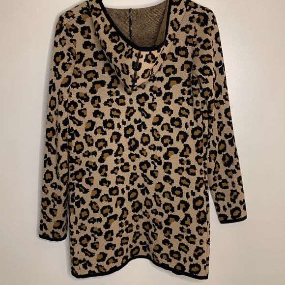 Rachel Zoe | Animal Print Knit Pocket Long Sleeve Hoodie Cardigan Size XS Coat - Picture 4 of 10